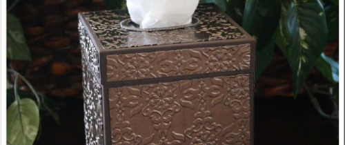 Vintage Wallpaper Embossed Metal Tissue Box Cover