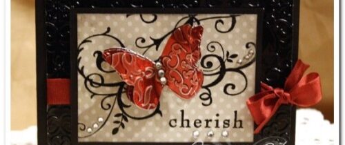 Baroque Motifs Embossed Metal Butterfly Card